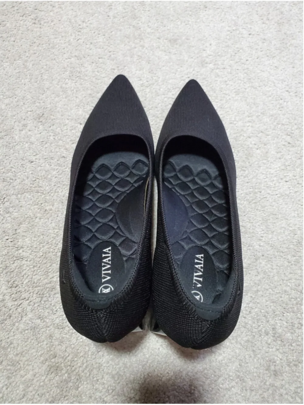 VIVAIA Aria Pointed Toe Clear Block Heel Pumps Shoes Black 40EU 9US Knit Slip-On